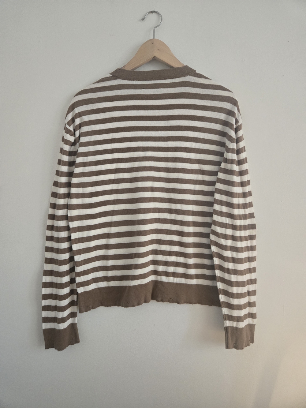 Kotn Striped Crewneck Sweater in Beige and Cream - Picture 6 of 9
